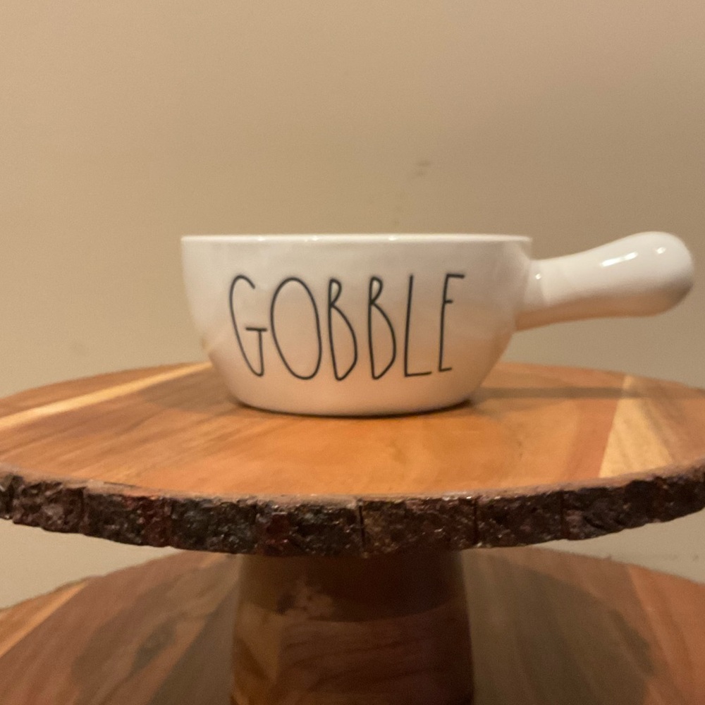 Rae Dunn Christmas GOBBLE Handled Soup / Dip Bowl LAST ONE